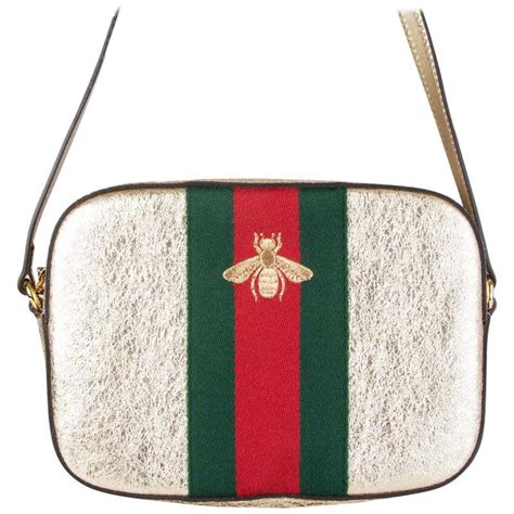 Webby bee silk handbag Gucci Gold in Silk 